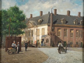 Bernardus Bueninck, View of the Zeekantoor, corner Spaansekade - Haringvliet, from the south, Rotterdam, cityscape painting