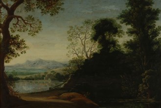 Abraham van Rande, Hilly landscape, landscape painting visual material wood oil, Painting: oil on panel Landscape rectangle