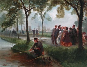 Charles Rochussen, The Sunday afternoon walk, painting visual material wood oil, The Sunday afternoon walk, formerly Schouw van