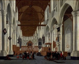 Daniël de Blieck, Interior Laurenskerk, Rotterdam, painting footage wood paint oil paint, Oil on panel Recumbent rectangle