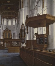 Anthonie Delorme, View in the Laurenskerk in Rotterdam, painting footage paint oil paint linen, Painting: oil on canvas portrait