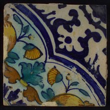 wall tile tile sculpture ceramic earthenware glaze, baked 2x glazed painted Yellow and reddish shard square two and four nail