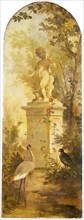 Willem Adrianus Fabri, Wallpaper with Amor statue and birds, room wallpaper wallpaper painting canvas linen burlap paint oil