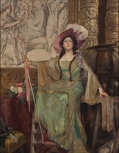 Huib Luns, Portrait of Alida Klein in the role of Floria Tosca, portrait painting canvas linen oil painting, Standing