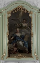 Dionys van Nijmegen, Chimney piece allegory, possibly on the True Faith, chimney painting painting footage linen oil