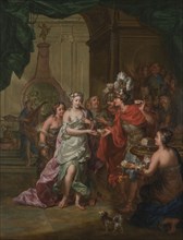 Gerard Sanders, The marriage of Alexander the Great with Roxane, princess of Bactria, painting visual material wood oil