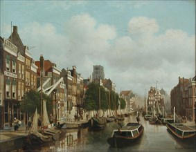 Franciscus Lodewijk van Gulik (Maastricht 1841 - Rotterdam 1899), View of the Delftsevaart, in the distance the tower