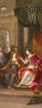 Elias van Nijmegen, Bathsheba asks Solomon to consent to marriage of Adonia with Abisagh, wallpaper painting painting linen oil
