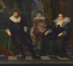 Jan Daemen Cool, Portrait of the Van Yck family, group portrait portrait painting visual material wood oil, Landscape