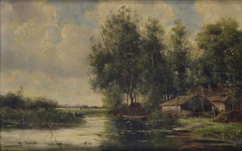 Johan Hendrik Doeleman, View on the Kralingse Plas, Bosweg, Rotterdam, painting visual material oil paint wood, Oil on panel