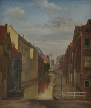 Jan Bikkers, Rear monastery with the tower of the town hall on the Kaasmarkt, Rotterdam, cityscape painting painting material