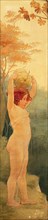 Georges Privat Livemont, Wallpaper with child in arkadic surroundings, wallpaper painting canvas linen oil painting, Girl