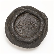 Small round slightly conical weight with stroke stamp, weight of founding lead metal, grams cast Conical lead weight