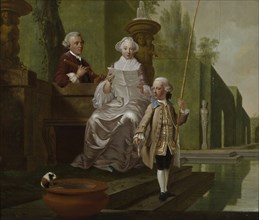 Jan Stolker, Portrait of Cunera van Rijckevorsel (1722-1782), Isaac Hubert (1725-1798) and Isaac Hubert jr (1756-1839), group