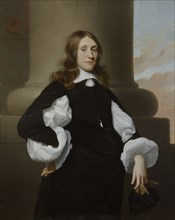 Isaack Luttichuys, Portrait of possibly Pieter de Lange, portrait painting beeldmateriaal linnen oil painting, Standing