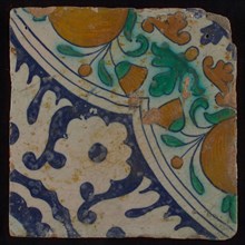 wall tile tile sculpture ceramics earthenware glaze, baked 2x glazed painted Yellow and reddish shard square two and four nail