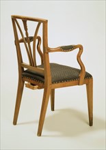 Wooden chair from Hendrik Tollens study (Rotterdam 1780 - Rijswijk 1856), with small drawer at the back, chair seating furniture