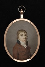 Cornelis Bakker, Portrait miniature of man, portrait medallion miniature painting footage ivory paint watercolor copper glass