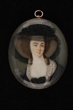 Bernardus Paser, Portrait miniature of woman, portrait medallion miniature painting visual material ivory paint watercolor ivory
