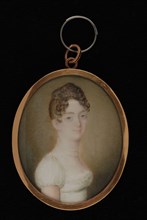 Portrait miniature of Anna Josina Hoffman-Van der Pot, portrait miniature medallion painting visual material ivory paint