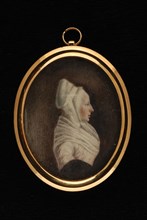 Portrait miniature of woman, portrait miniature medallion painting visual material wood ivory paint watercolor ivory medium