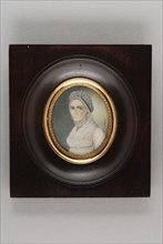 Hendrik van Overklift, Portrait miniature of woman, portrait miniature painting footage wood ivory paint watercolor ivory