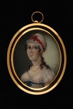 Hendrik van Overklift, Portrait miniature of woman, portrait miniature medallion painting images ivory paint watercolor ivory