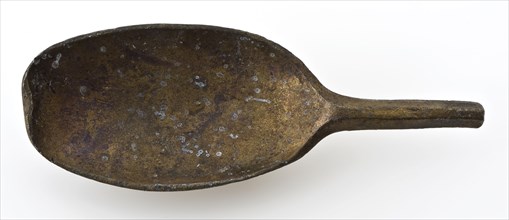 Spoon with elongated, oval bowl and hexagonal handle, spoon cutlery soil find tin metal, poured Oblong oblong dish rat tail