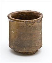 Ointment jar, red earthenware, cylindrical, ointment jar pot holder soil found ceramic earthenware glaze lead glaze, hand-turned