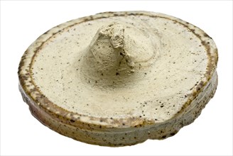 Stoneware lid, salt glaze along the perimeter, lid closure pot holder soil find ceramic stoneware glaze salt glaze, hand-turned