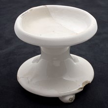 Earthenware salt bowl, salt vessel on foot, white glazed, salt bowl salt barrel tableware container earth discovery ceramics