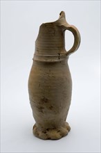 Stoneware jug, Jug or jacobakan, with gray color and orange glow, on squeeze foot, Jug or jacobakan jug crockery holder soil
