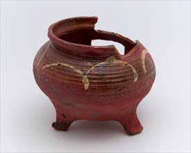 Earthenware cooking jug, grape-model with yellow decoration in sludge technology, cooking pot tableware holder utensils