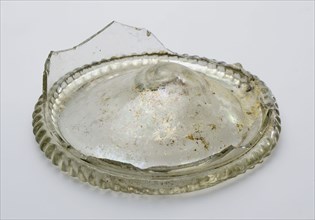 Fragment of foot, bottom and part wall of cup with smooth wall, goblet drinking glass drinking utensils tableware holder soil
