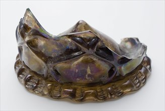 Fragment of foot, bottom and part of wall of network beaker, goblet drinking glass drinking utensils tableware holder soil find