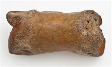 Digit from cow's leg, part of throwing game: flocks, koot spelstuk relaxant soil find leg, Bone: on three sides hole archeology