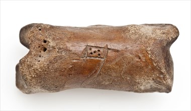 Legs leg, from throwing game: flocks, koot game piece relaxant soil find leg, Bone Marked on long side. small incised rectangle