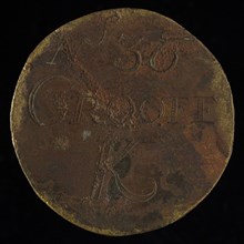 Chair medal, probably from the Grote of St. Laurenskerk, penny swap soil found brass brass metal, struck engraved brass penny