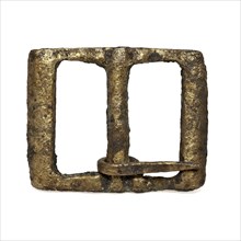 Brass clasp with angel, rectangular, buckle fastener part soil find brass metal, cast Buckle with rectangular bracket stern