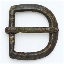Brass buckle of horse harness, buckle fastener component soil find copper metal, cast Copper buckle from horse harness Buckle