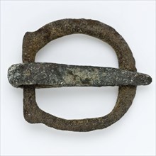 Small brass buckle, possibly of horse harness, buckle fastener component soil find copper metal, cast Copper buckle Small size