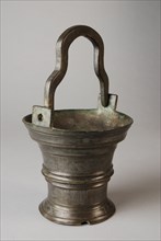 Holy water font with handle, holy water container liturgical vessel holder copper bronze, religion