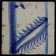 Blue tile with basement of pillar with wound leaf, of pilaster with 13 tiles, tile pilaster footage fragment ceramic pottery