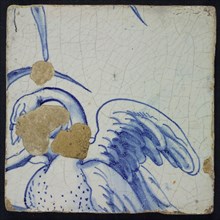Blue tile with mating swans, of chimney pilaster with 39 tiles, tile pilaster footage fragment ceramic pottery glaze, Nine blue