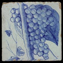 tile pilaster footage fragment ceramic pottery glaze, Two blue tiles on light blue background with leaf stem bunches