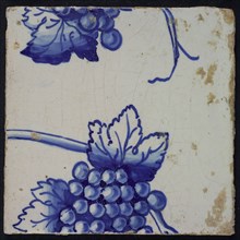 Blue tile of pilaster with 39 tiles, pieces of bunch of grapes, tile pilaster footage fragment ceramics pottery glaze, Five blue