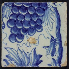 Blue grape-turret with locust on the trunk, belonging to chimney pilaster with 13 tiles, tree of bunches of grapes with birds