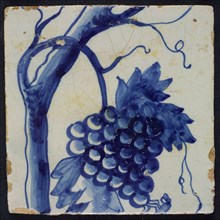 Blue grape stems with stem and dragonfly on the bunch of grapes, belonging to chimney pilaster with 13 tiles, tree of bunches
