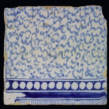 Blue tile with basement of pilaster with 26 tiles, marbled by half moons, tile pilaster footage fragment ceramic earthenware