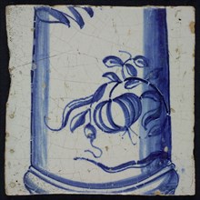 Blue tile with basement of pillar on which Turkish lily, of pilaster with 13 tiles, tile pilaster footage fragment ceramic